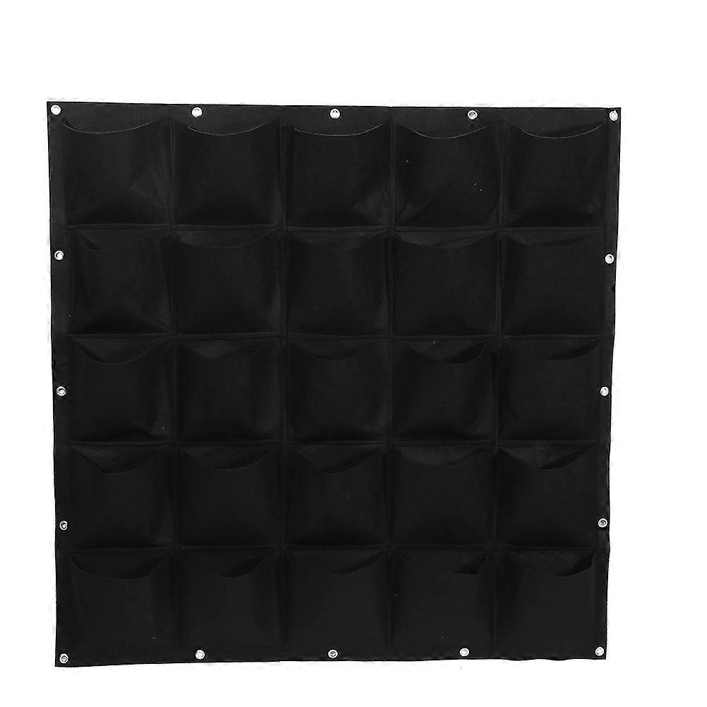 25 Pockets Outdoor Garden Vertical Planting Bag Wall Mounted Flower Container (Black)