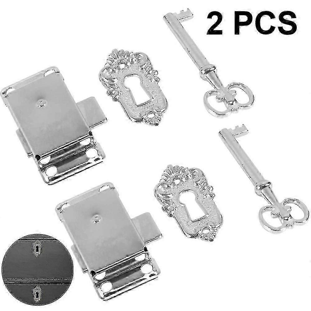 2 Sets Of Old-fashioned Cabinet Door Locks Antique Furniture Locks With Keys