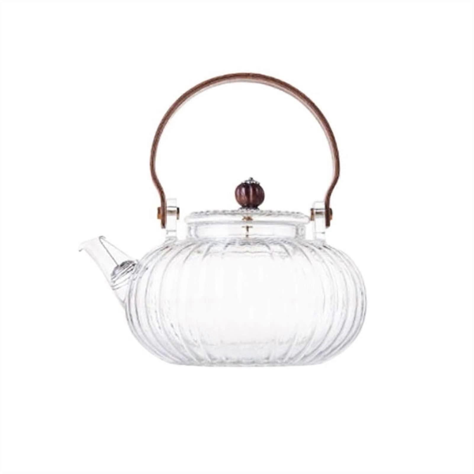 Tea Kettle Pot 800ML Temperature Resistant Glass Teapot With Filter Wooden Handle Stove Compatible A800ml