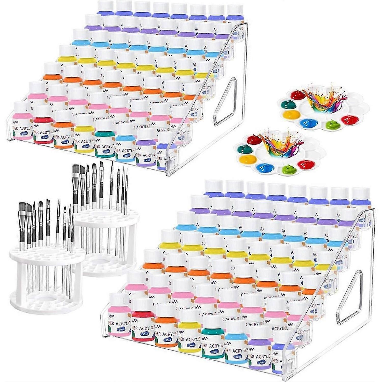 6Pcs Acrylic Paint Organizer with Brush Holder
