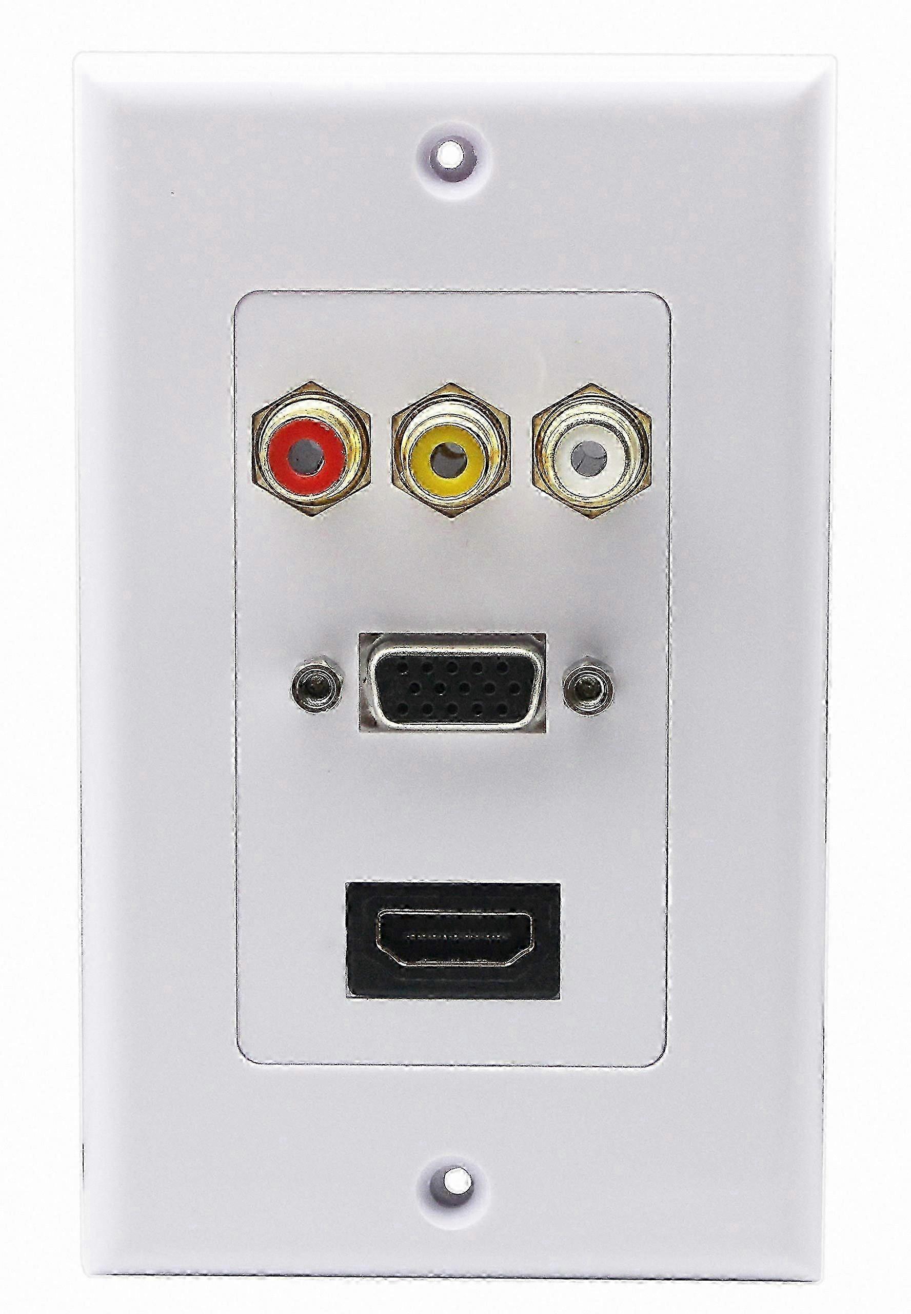 Wall Plate with 3RCA, HDMI, VGA, and Power Outlet for o Video Charging Socket
