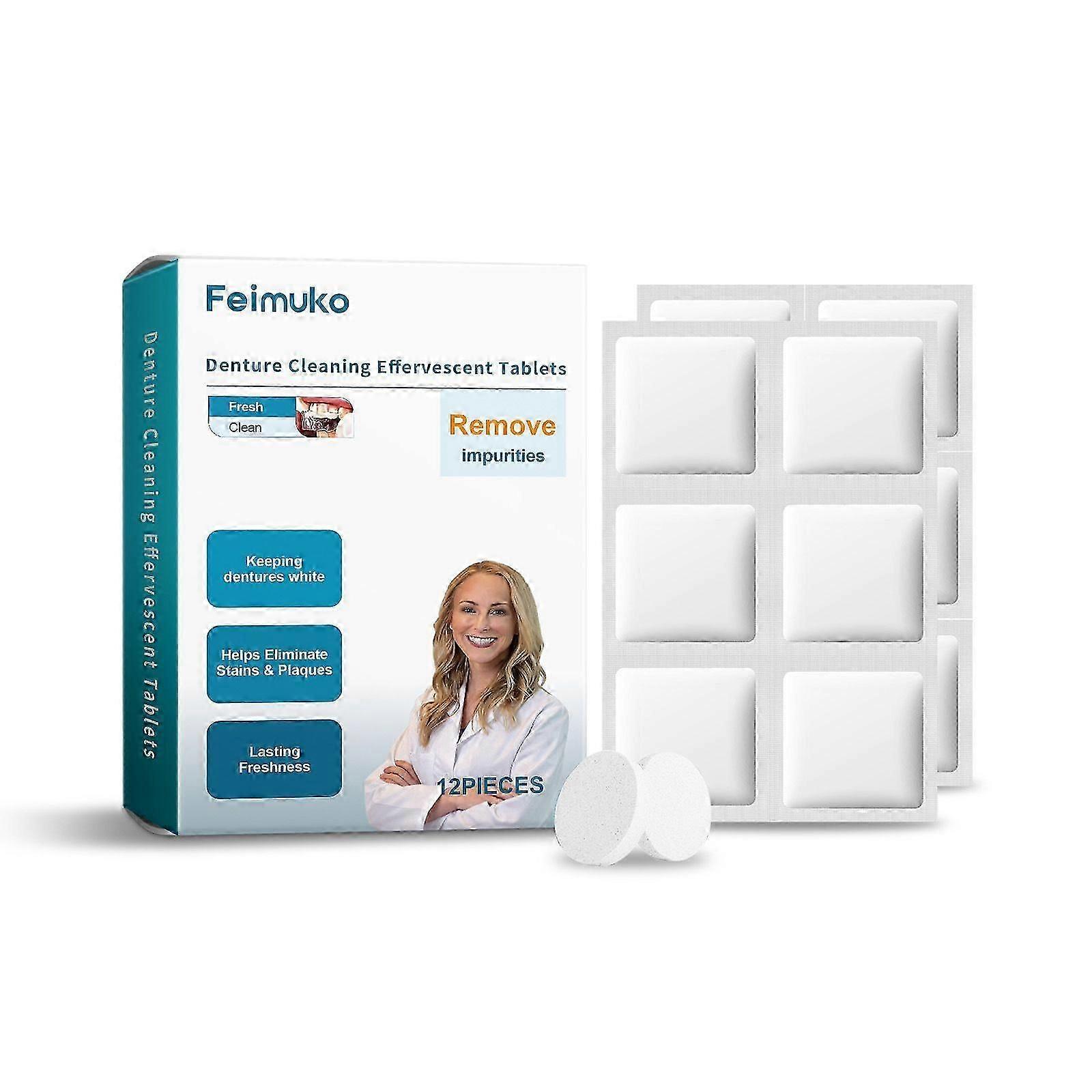 Retainer Cleaner Tablets Invisalign Cleaner Denture Cleaning Tablets,Remove Stains Away - Use for Invisible Clear Aligner,Partials Full Dentures,Night