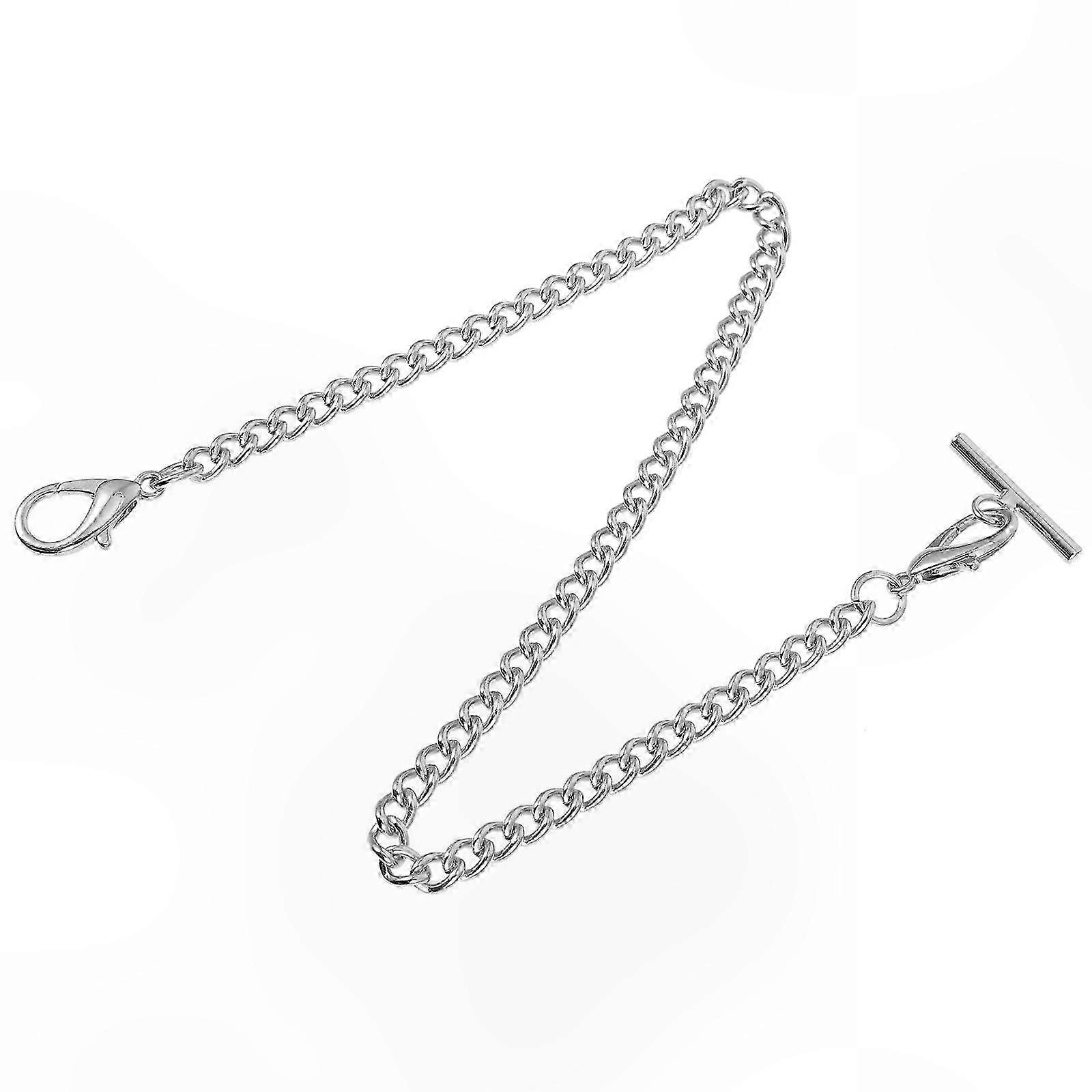Stylish Pocket Watch Chain with T-Bar and Lobster Clasps for Vest or Watch Link Accessory