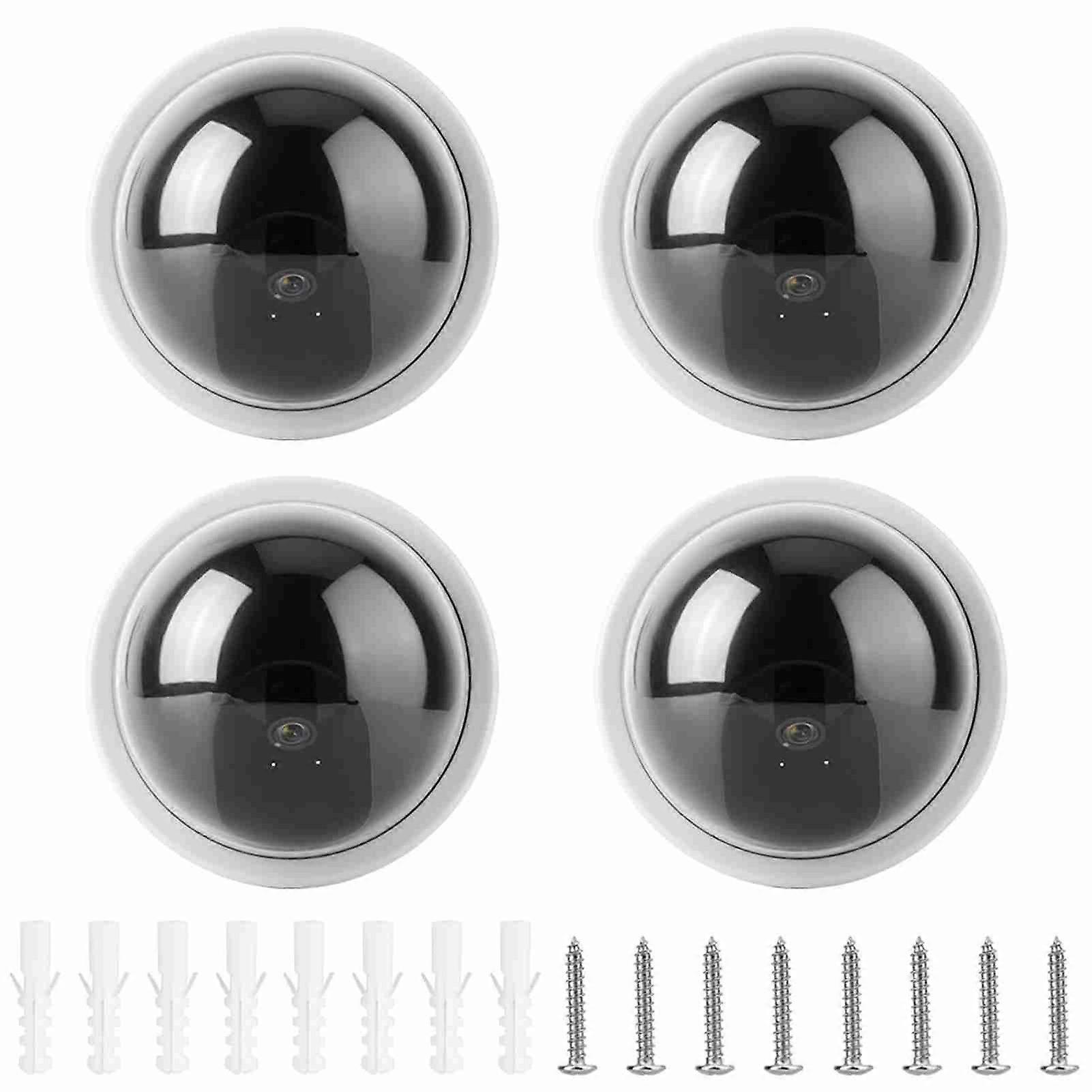 4pcs Dome Simulation Camera CCTV Dummy Fake Security Camera With Flashing Led Light (White)