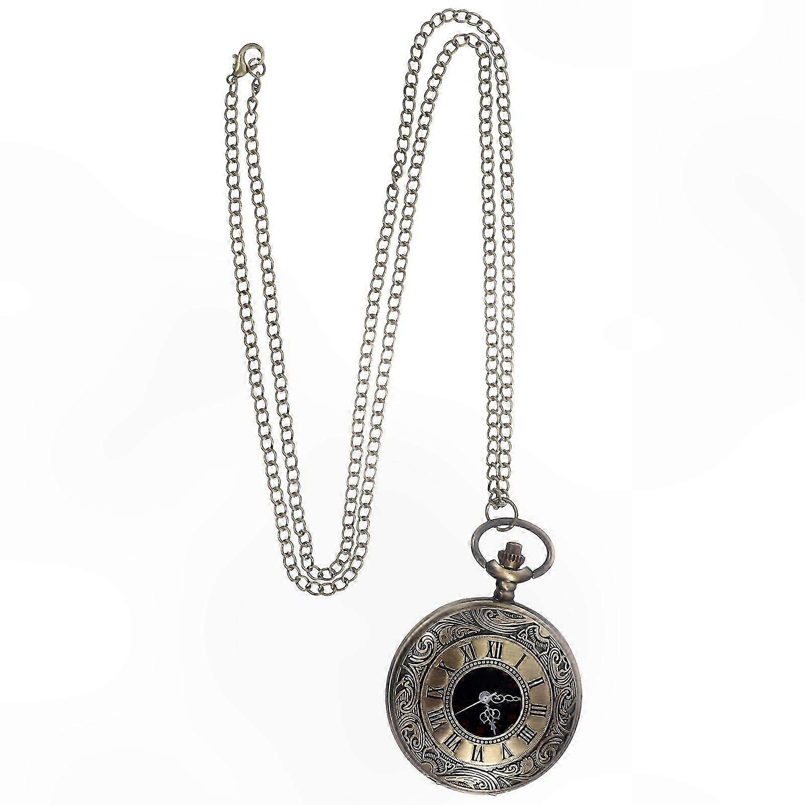 Vintage Style Men's Pocket Watch with Chain and Roman Numeral Dial for Collectors