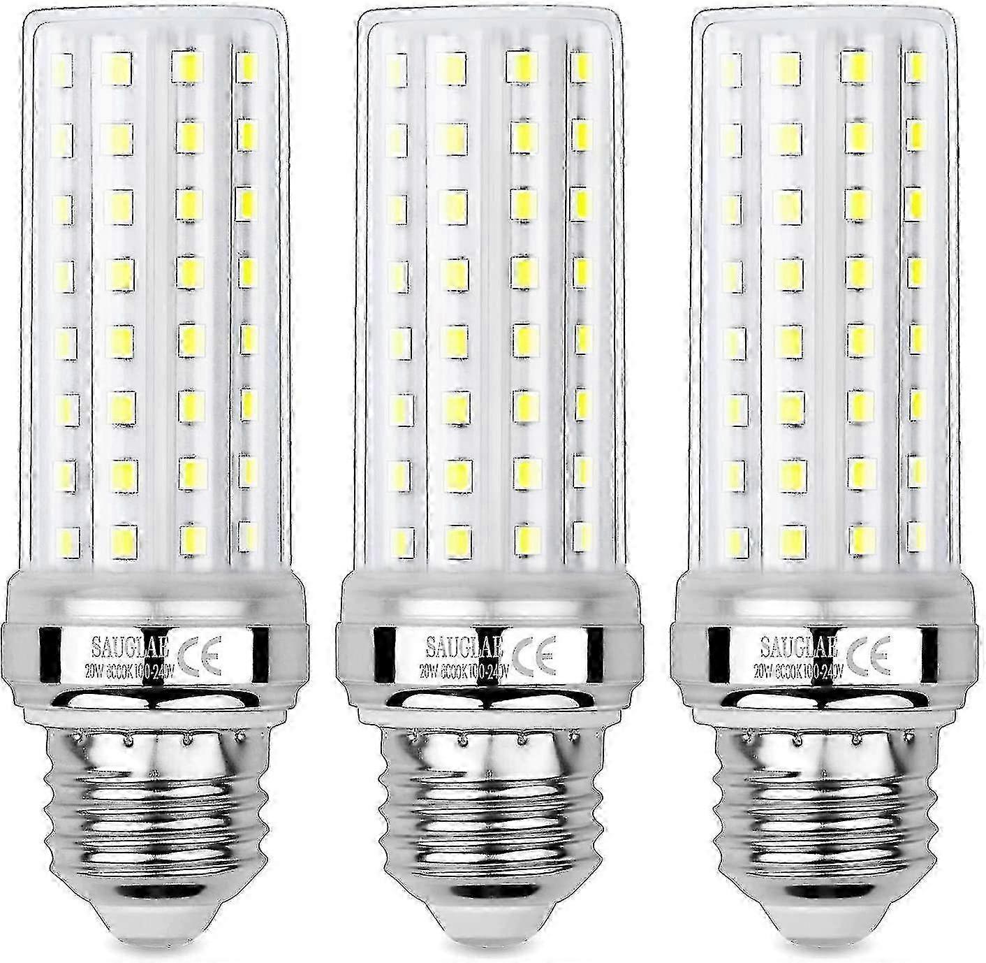 3pcs 20w Led Corn Bulbs, 150w Equivalent Bulb, 6000k Cool White, E27 Edison Screw Bulbs