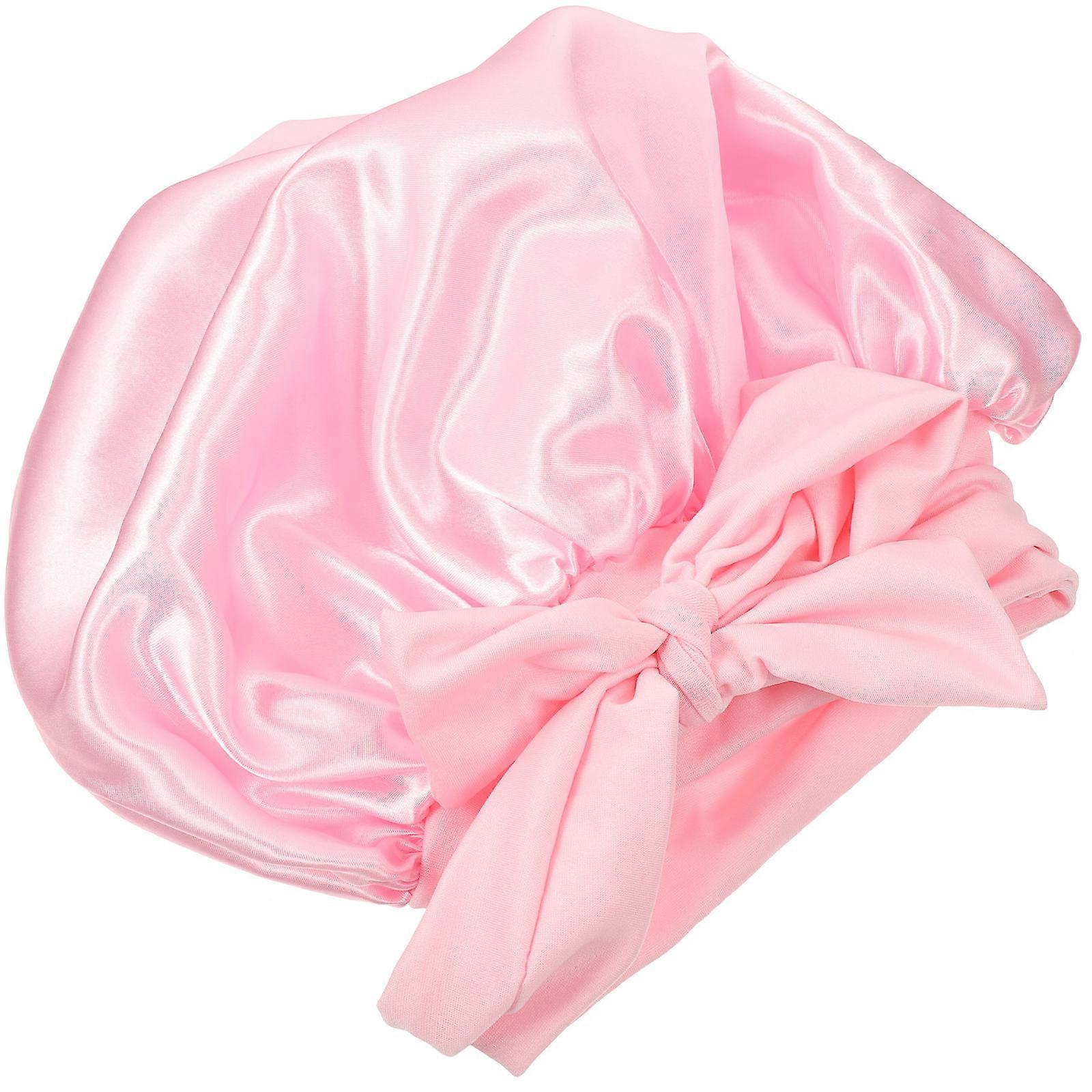 Pink Satin Bonnet for Sleeping with Elastic Band 4Pcs Reusable Set