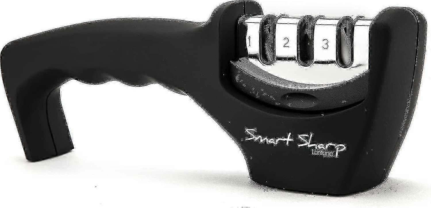 Smart Sharp 3 Stage Sharpener - For Kitchen Knives - Professional Result/ergonomic Design - Ceramic Stone/tungsten Carbide/diamond - Black/chrome Fini