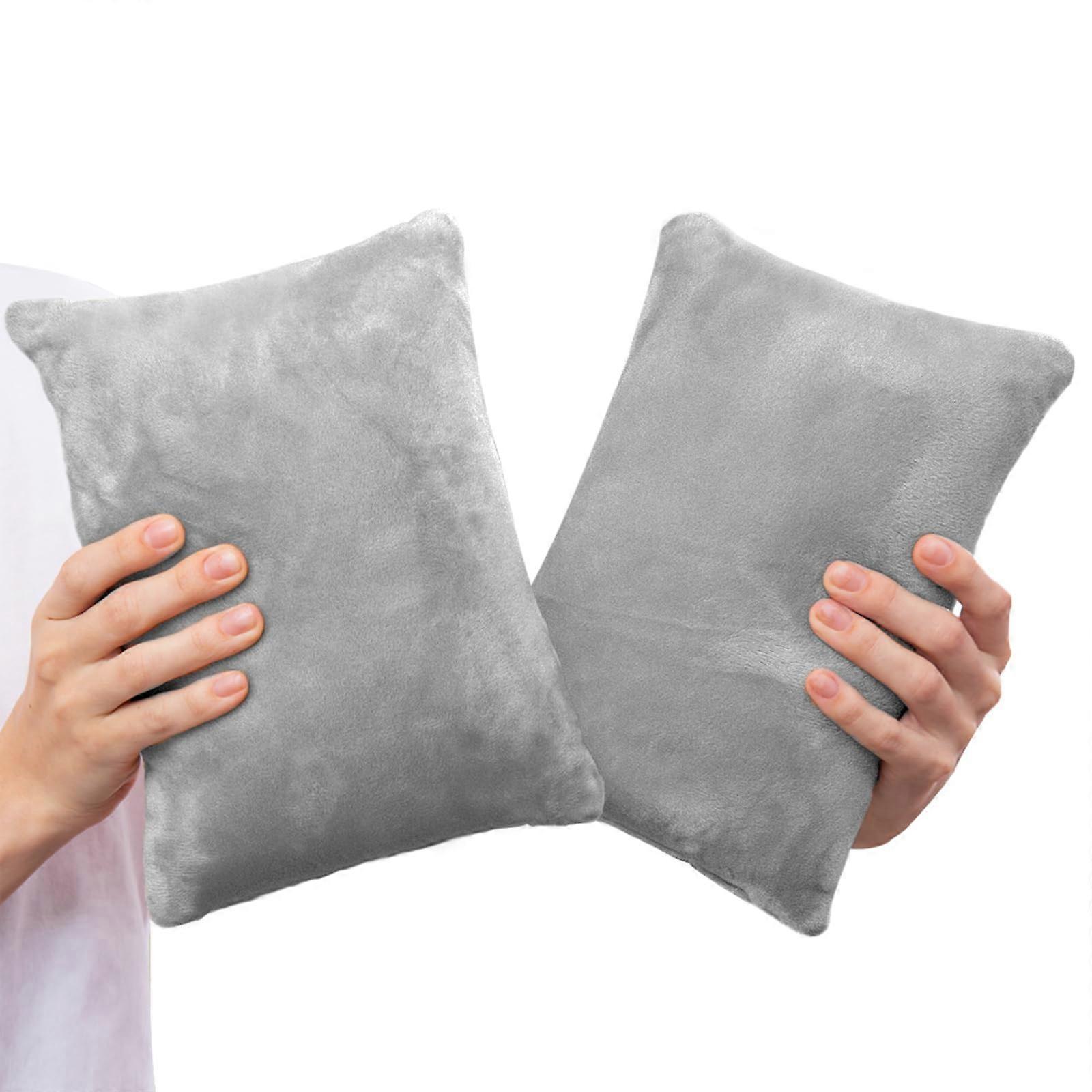 Small Pillow Memory Foam Mini 11 X 7 Inches, 2 Pack, Travel Neck Support, Nap and Sleep, Knee and Lumbar Cushion, Grey