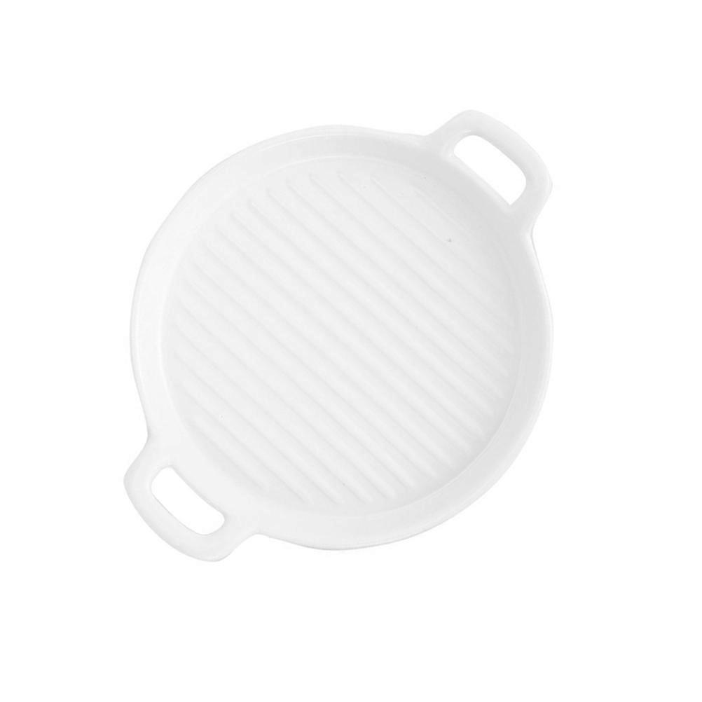 Household Baking Dish Ceramic Pan for Kitchen Baking 1Pcs White