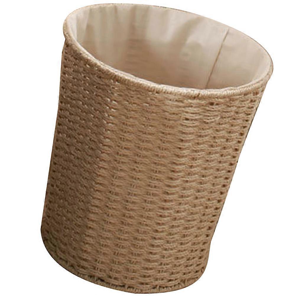Woven Wastebasket Multi-function Storage Basket For Bedroom Kitchen 28x25cm Beige 1Pack