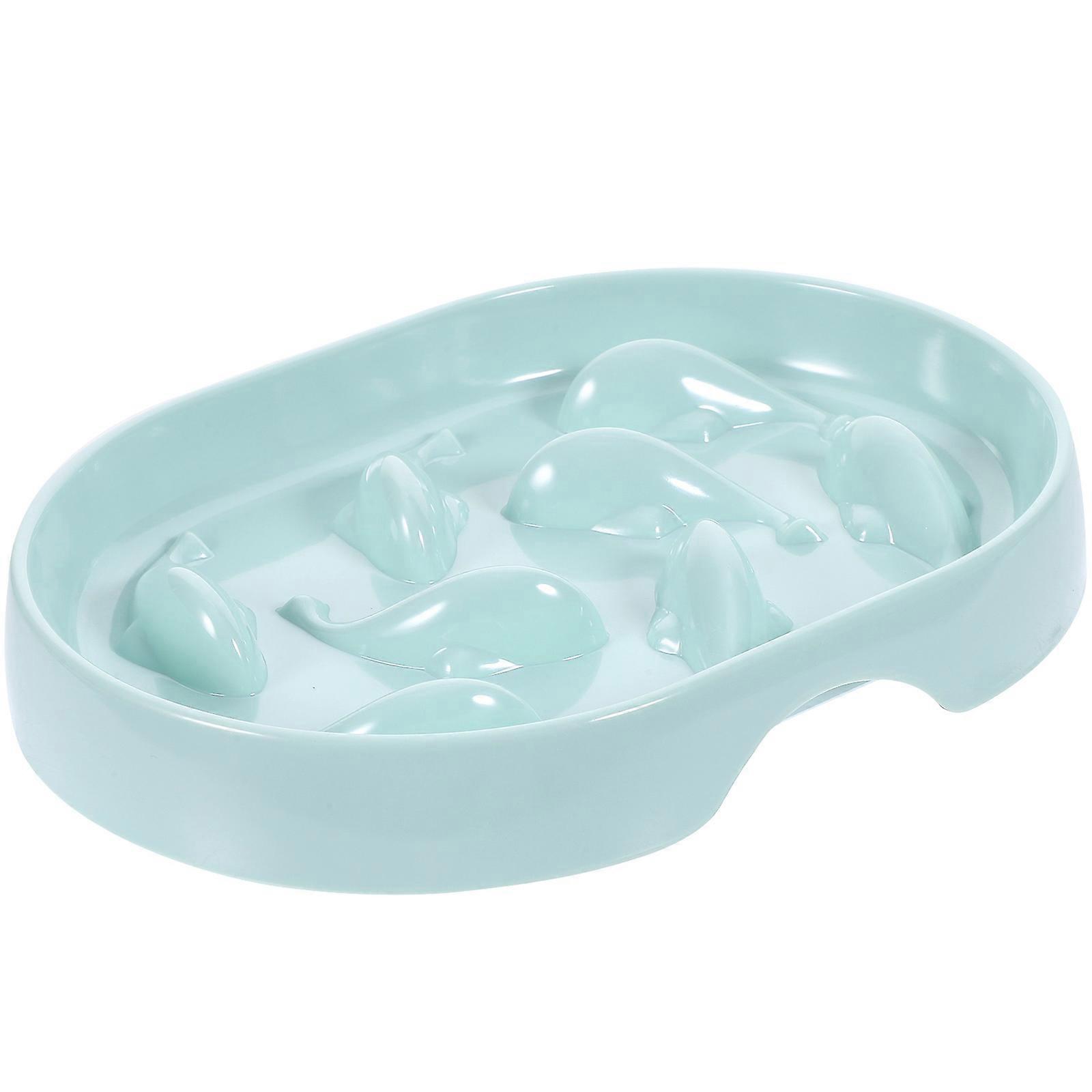 5Pcs Slow Feeder Cat Bowl Anti-Slip Rectangular Design For Pet Cats During Feeding Time Light Green
