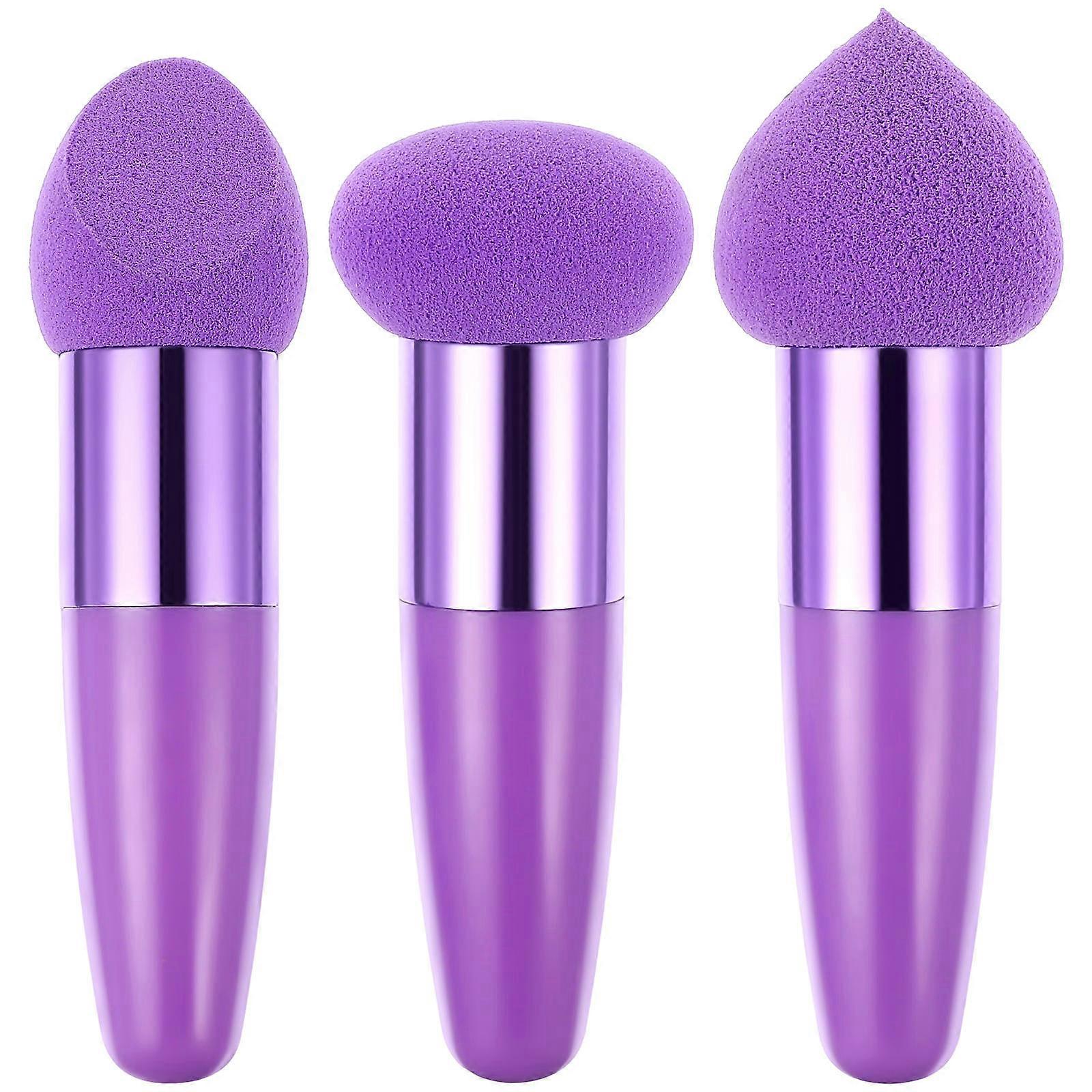 Makeup Sponge Set 3 Pcs For Foundation Application Beauty Cosmetics Purple Latex
