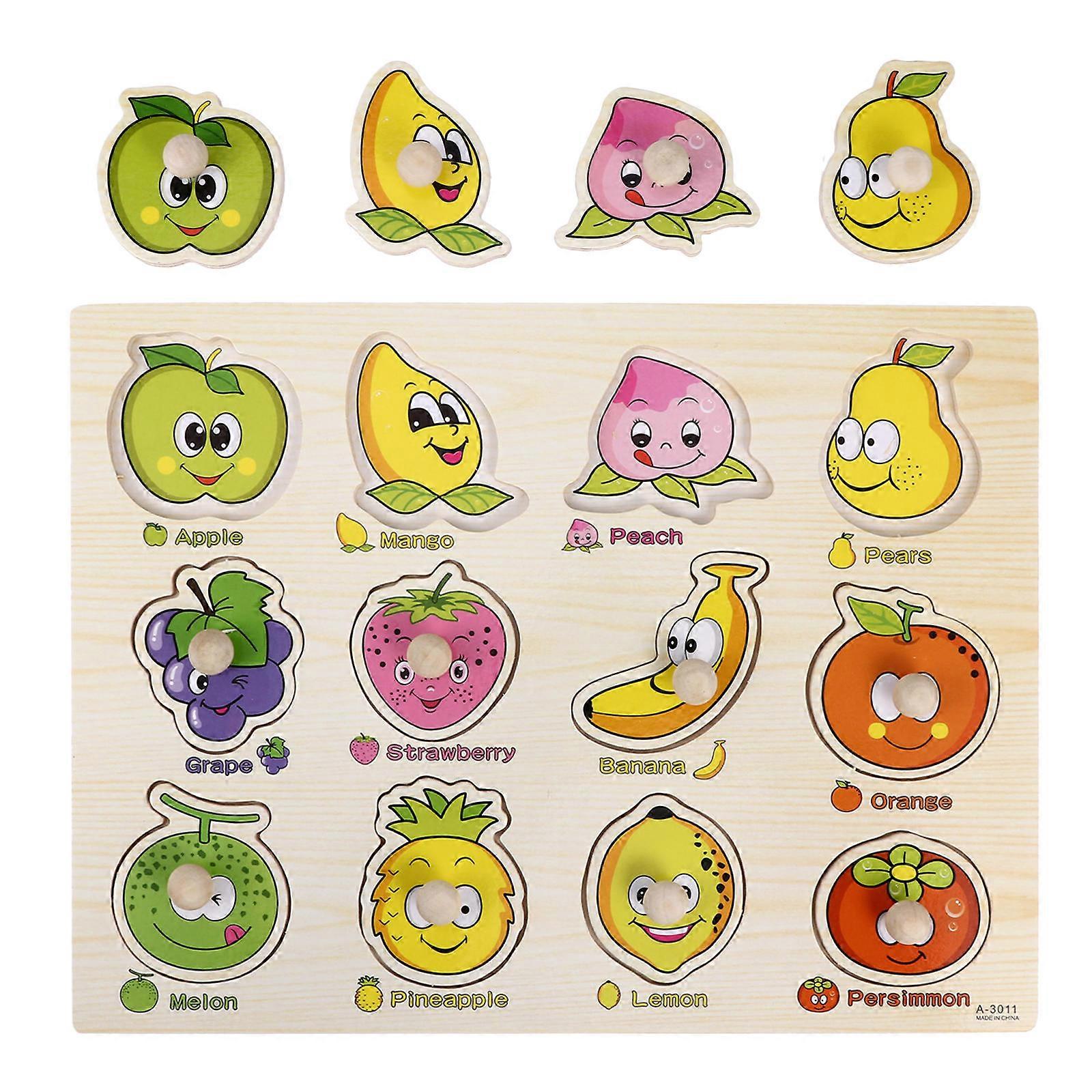 Educational Wooden Jigsaw Toy for Kids Playing 2Sets of Wood Fruit Puzzle