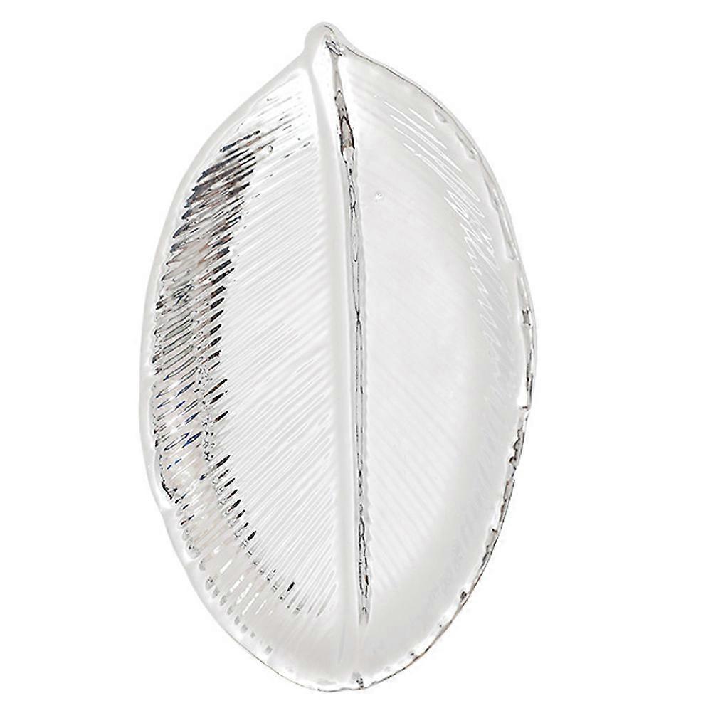 Leaf Shape Ceramic Jewelry Dish for Ring Storage 5Pcs Silver Tray