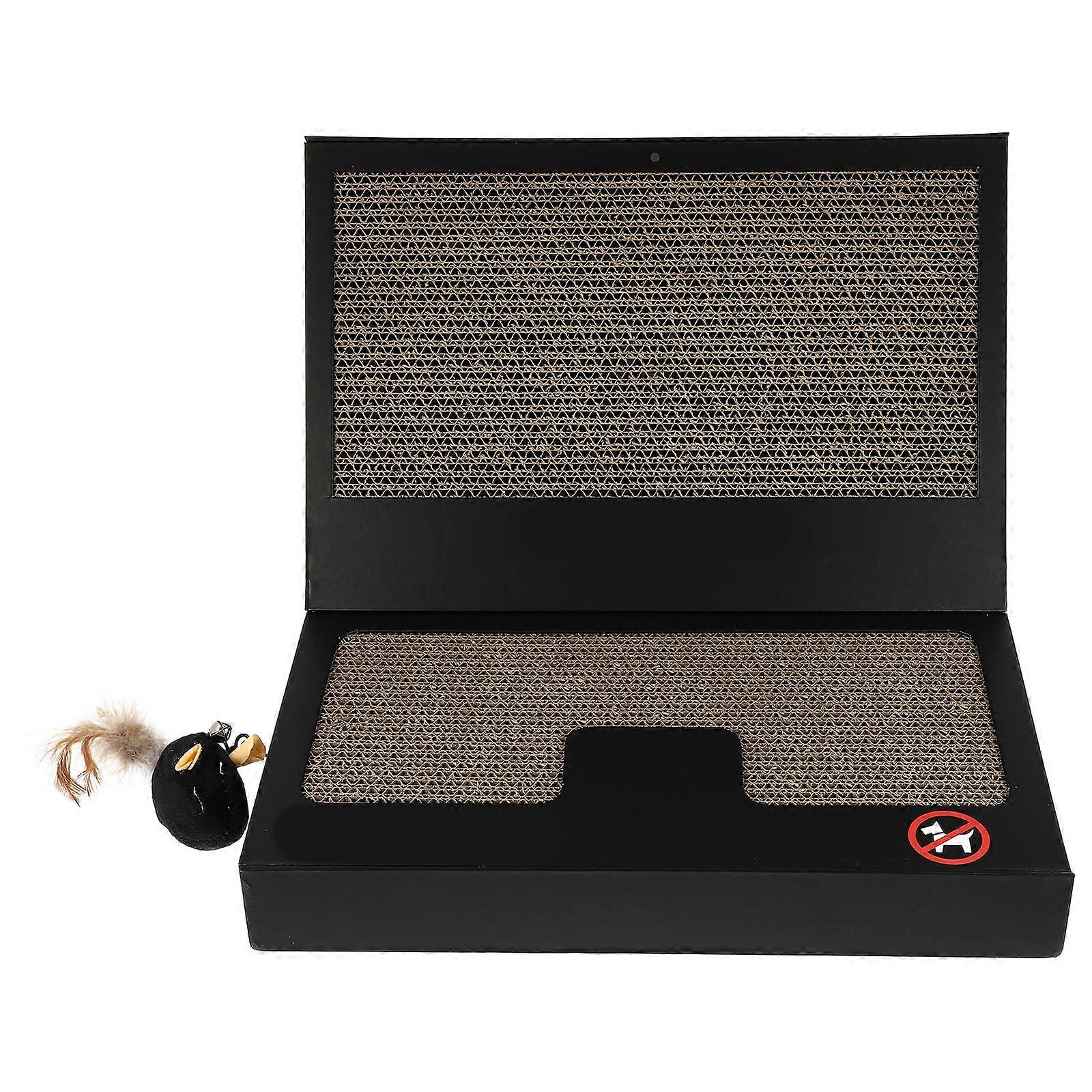 Cat Scratching Toy Board Laptop Shaped Home Use Corrugated Paper Black for Claw Grinding 1 Set