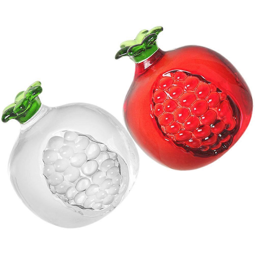 Crystal Pomegranate Decor Artificial Fruit Statue for Decoration 2Pcs Set