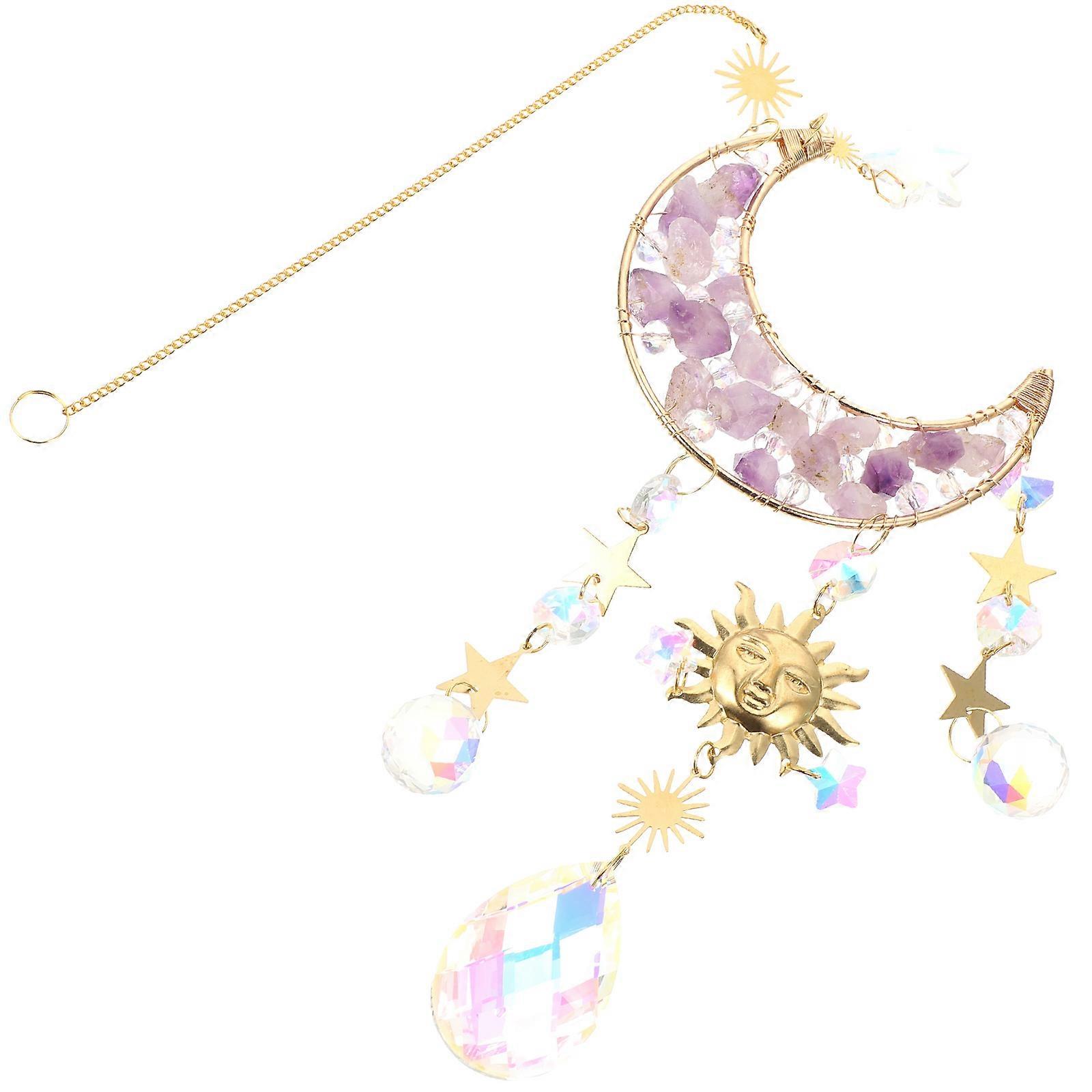 Outdoor Hanging Wind Chime Moon Crystal Sun Catcher 3Pcs for Decor