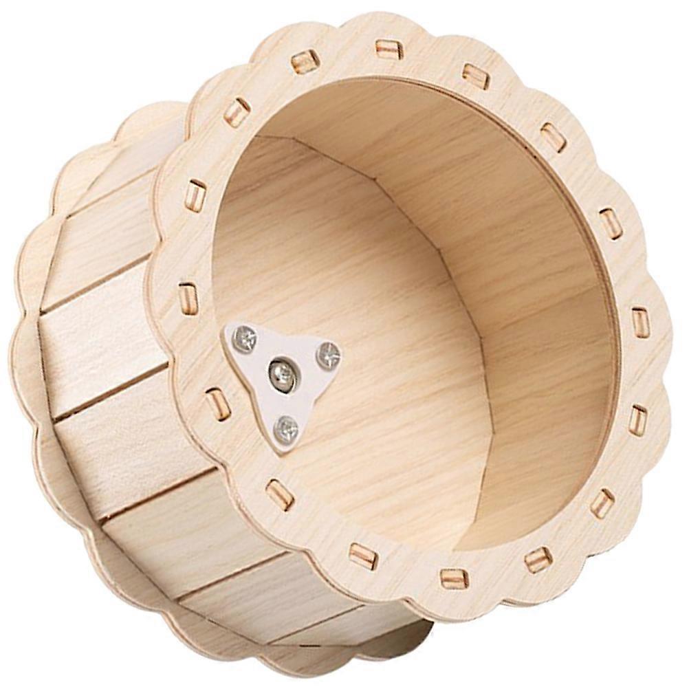 4Pcs Wooden Hamster Running Wheel Toy For Pet Exercise And Play 15X15X7.5cm Khaki