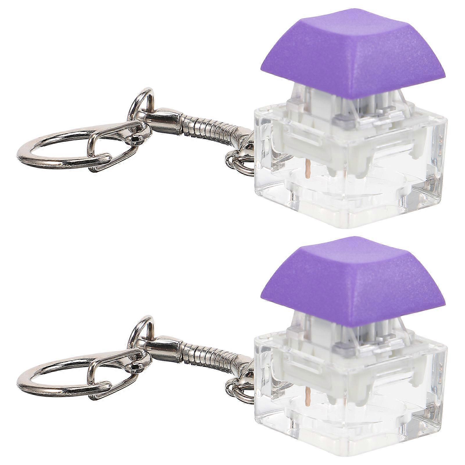 Purple Keyboard Key Chain Set for Decor 2Pcs Stylish Key Pendant Gift