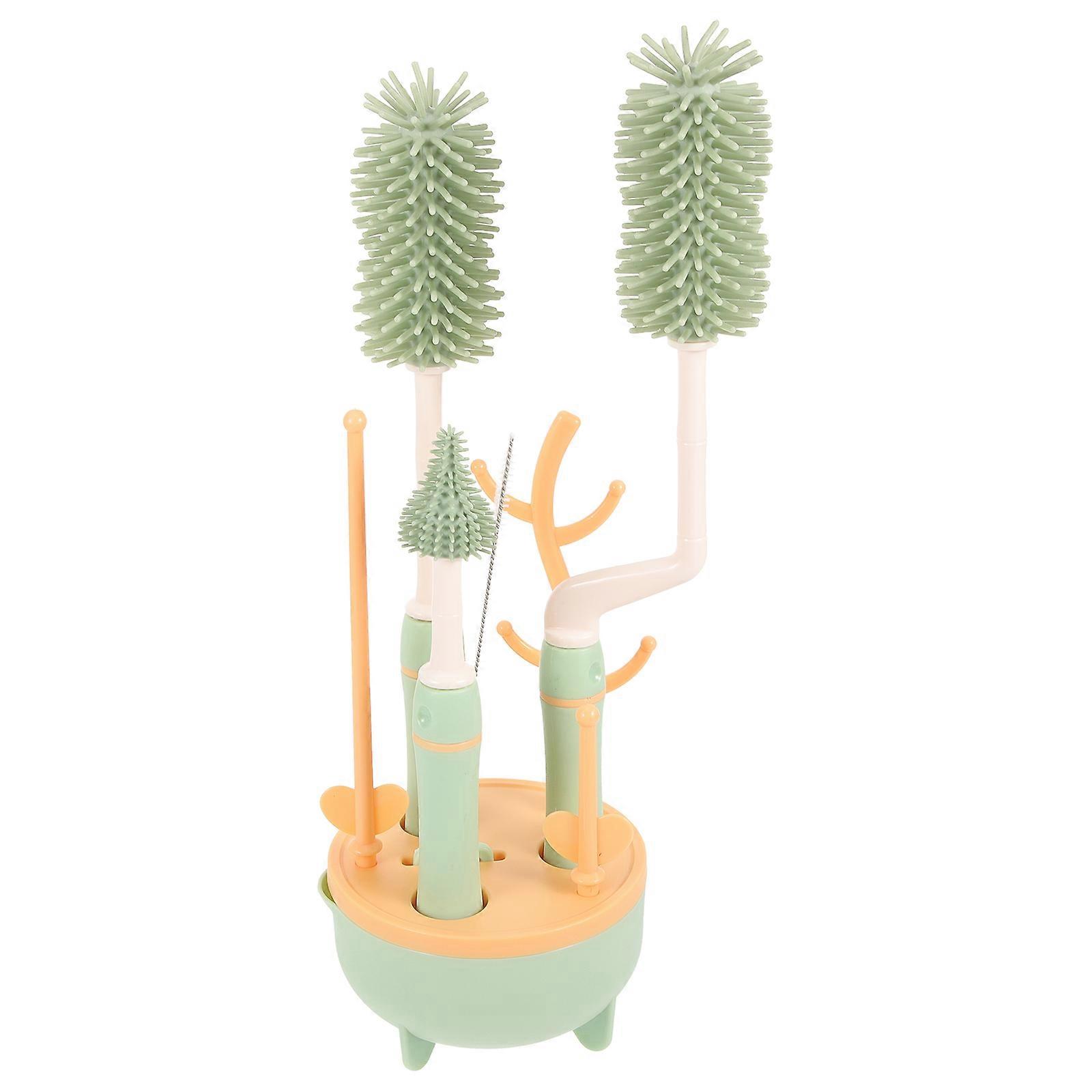 Elongated Handle Bottle Brush Set Designed For Infant Milk Bottles Multi-use Cleaning 3 Sets