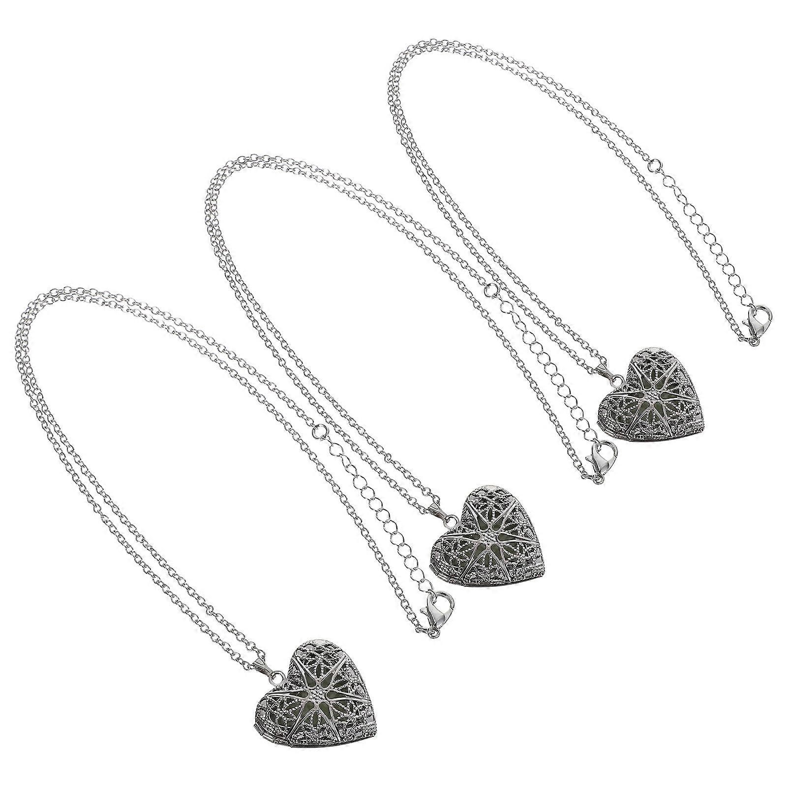 Necklace Pendant Case Round Pendant Charm Copper Material Luminous Design Assorted Color 3Pack