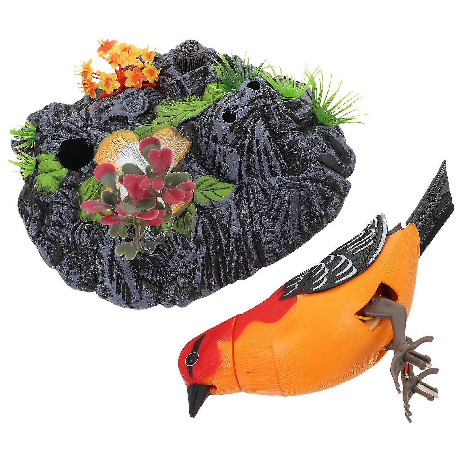 Plastic Electric Bird Toy Simulation Voice Control Bird Garden Decor