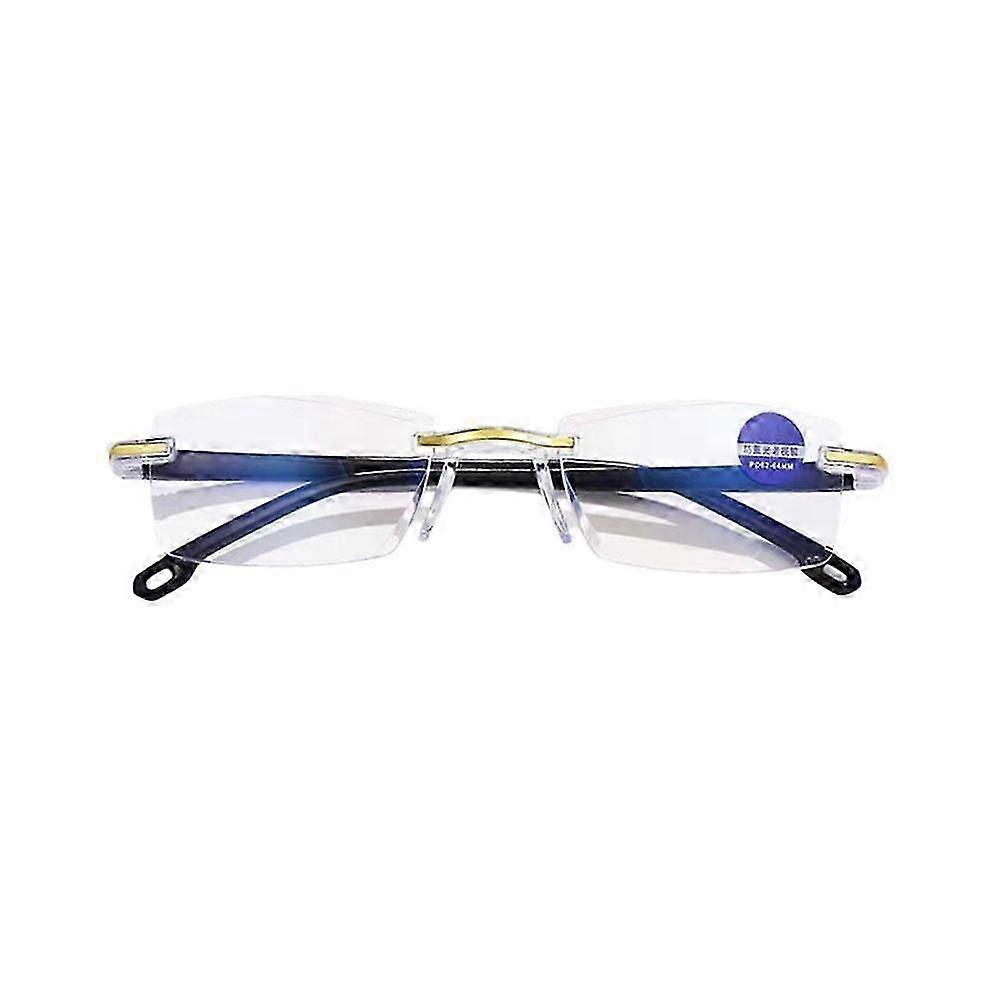 Mens Anti Blue Light Blocking Rimless Reading Glasses Spring Hinge Readers