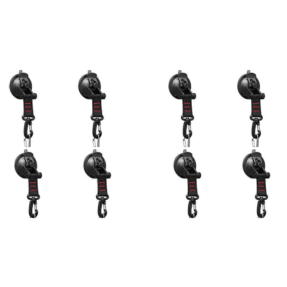 4Pcs Suction Cup with D Ring 360° Rotating Hooks for Awning-Red