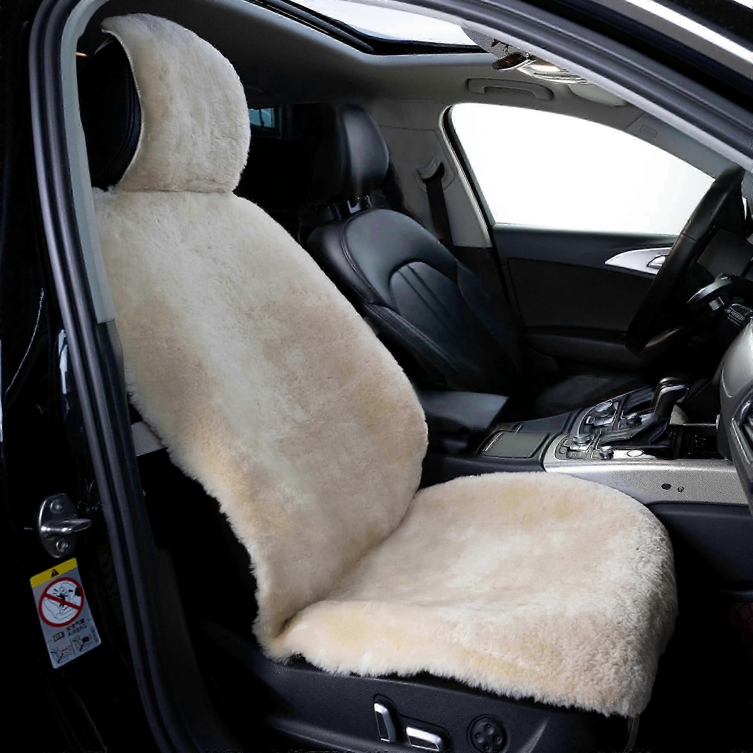 Sheepskin Seat Cover Extra Dense Pelt Soft Comfortable Natural Pure Wool, Universal Fits
