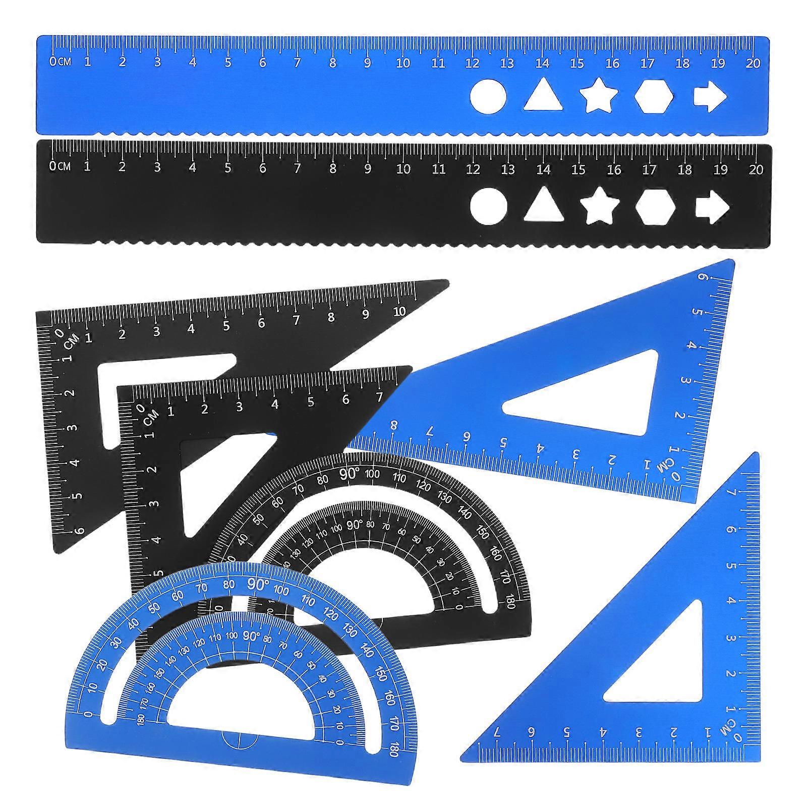 Math Geometry Kit Set Metal Geometry Ruler Set for Precise Measurement 16Pcs