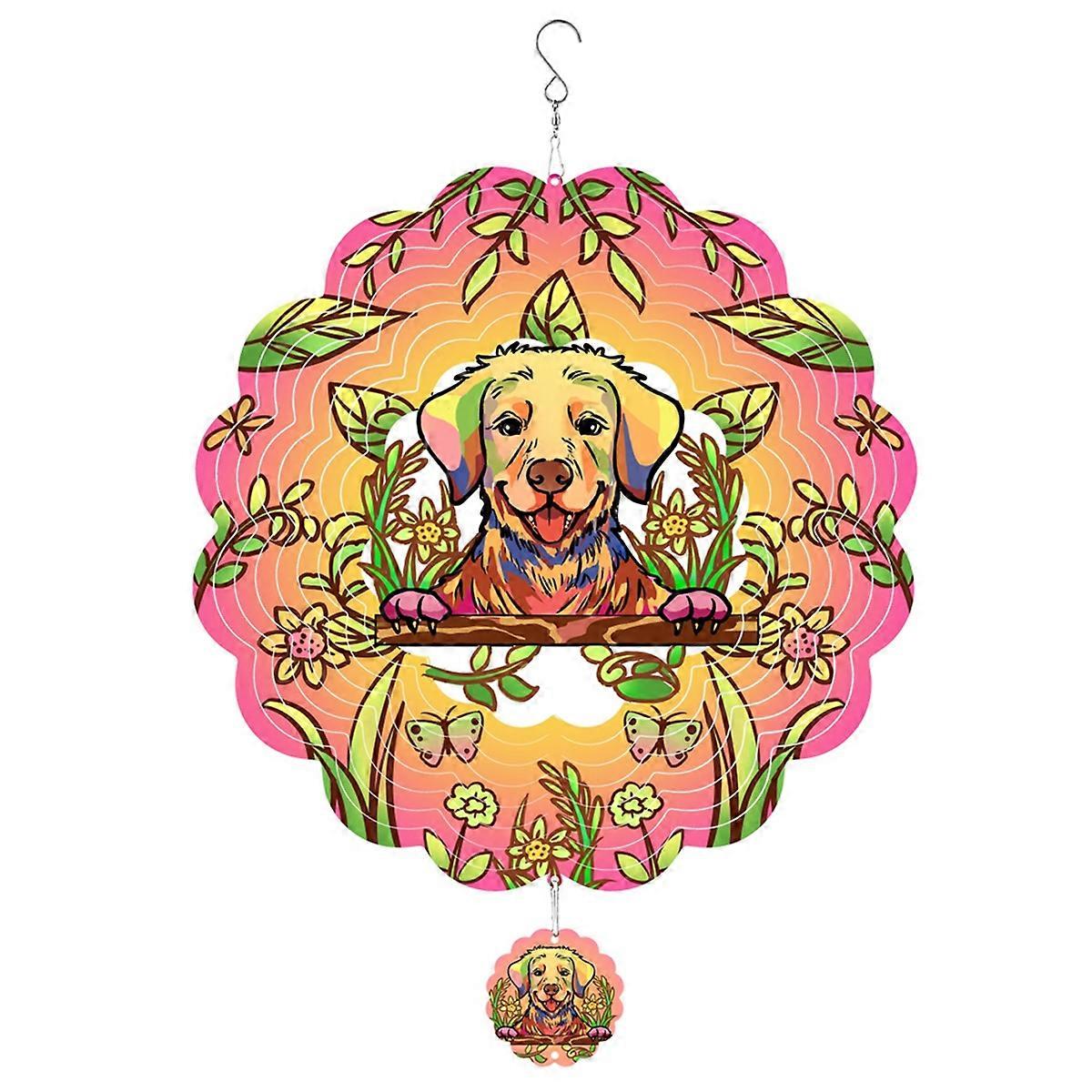 Wind Spinner Outdoor,Foundation Color Dog Mandala Wind Chime