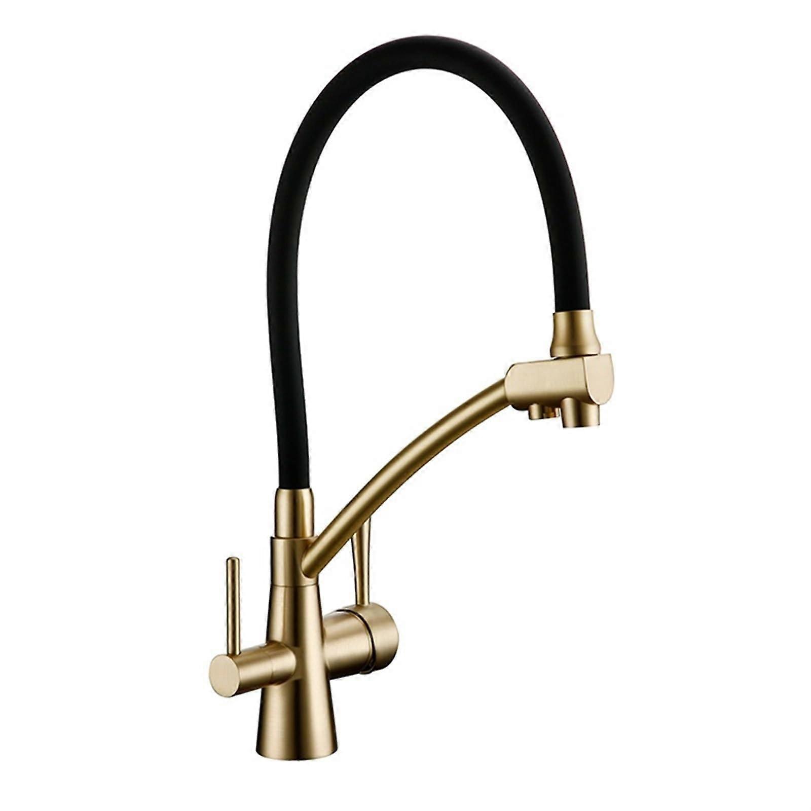Osmosis Reverse Tri Flow Water Filter Tap, Old Gold Color, 3 Way Sink Mixer, Three Way Kitchen Faucet