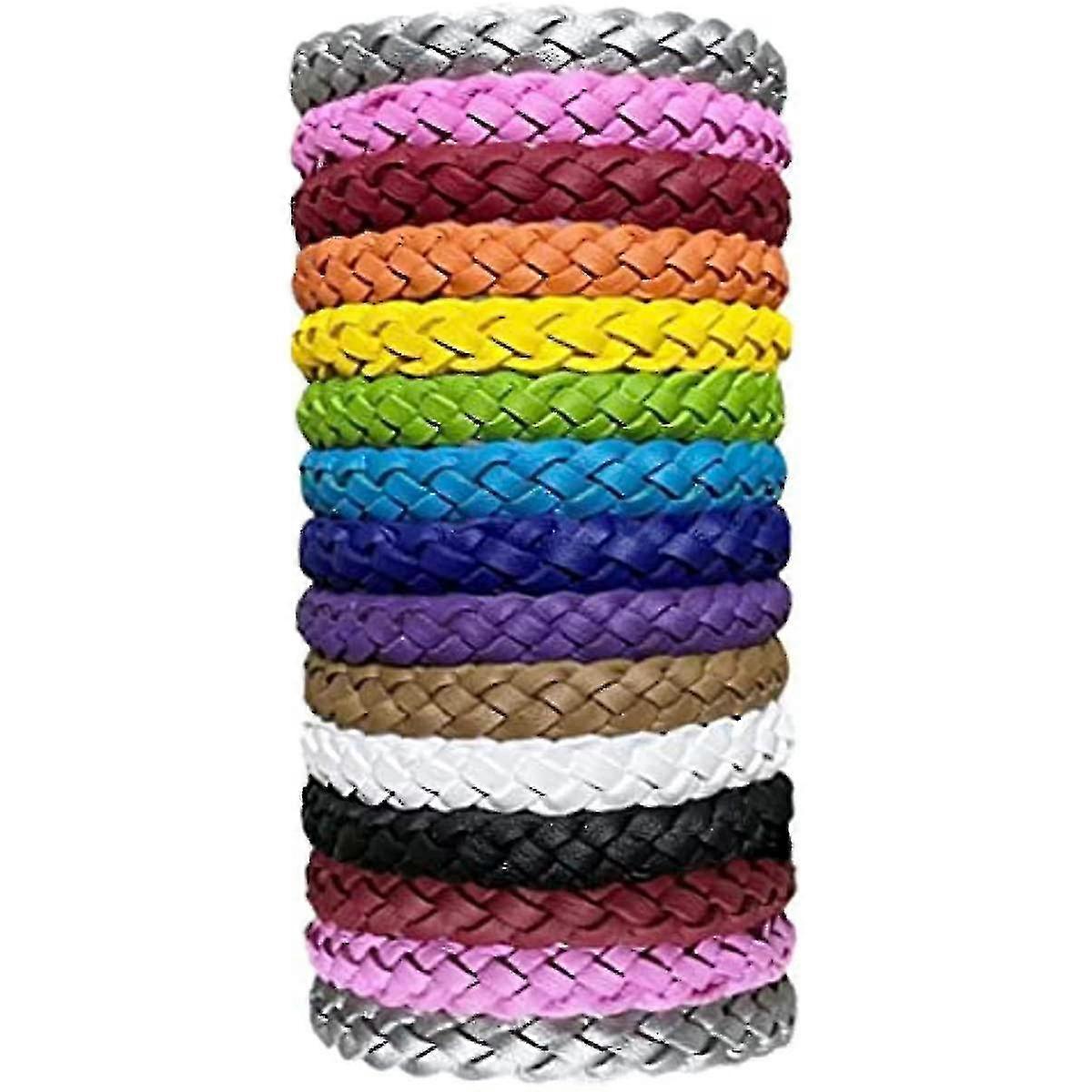 25-26 Mosquito Repellent Bracelet 15 Pack Adjustable Leather Deet-free Wrist Bands Effective Protection Insect Mosquito Repeller Bands For A