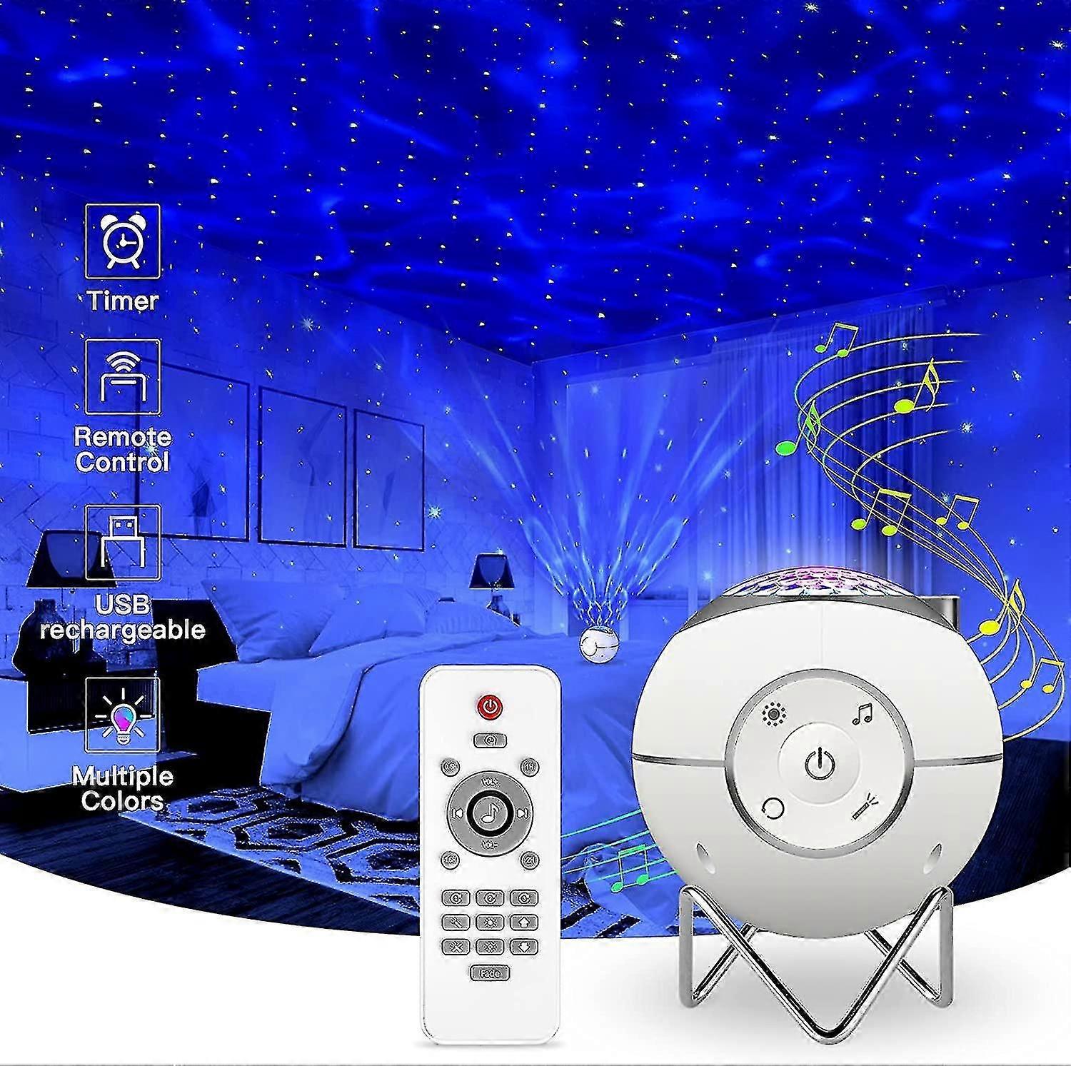 Night Light For Kids,usb Rechargeable Musical Led Projector Lamp With 14 Modes & Remote Co
