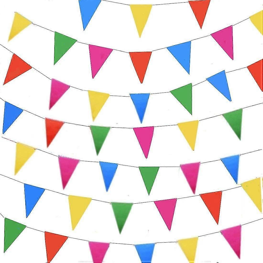 80 Meters Colorful Party Bunting Triangle Flag Banner String Pennant Flags Hanging Decoration For We