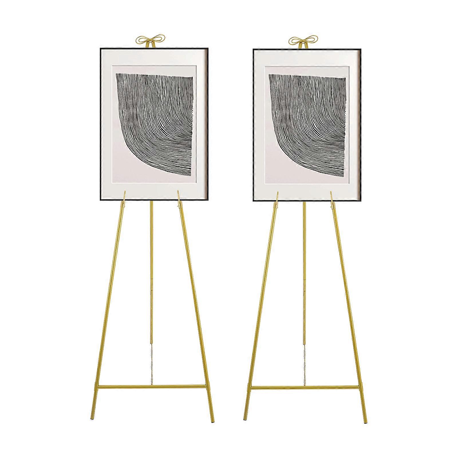 156.5cm Gold Easel Stand 2-Pack Adjustable Foldable Display Easel for Weddings/Events