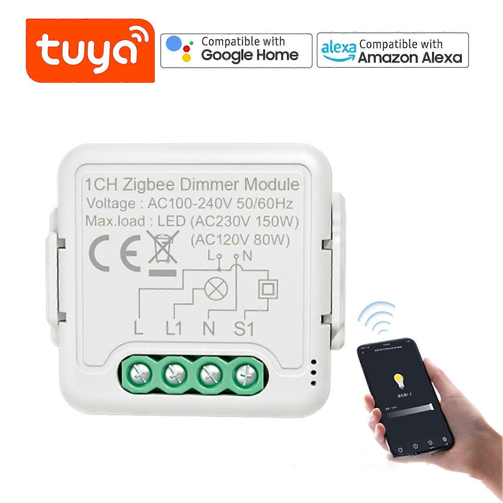 Zigbee Smart Dimmer Switch Module APP Remote Control Voice Control Timing Group Sharing Compatible with Alexa Echo  Home for Home Office