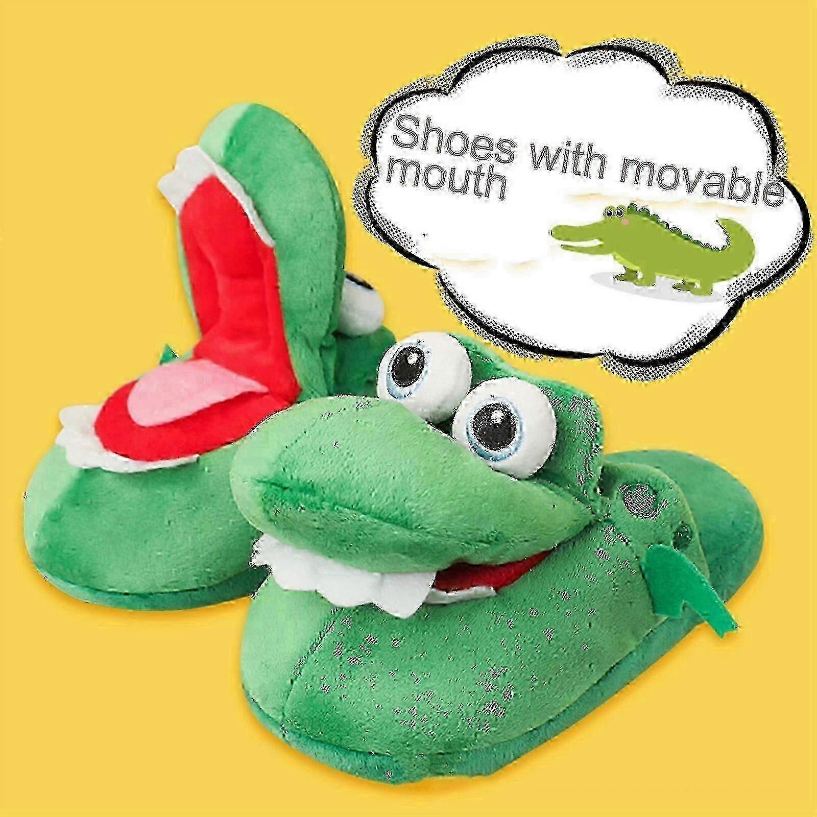 Crocodiles Plush Slippers With Open Mouth Cotton Slippers With A Moving Mouth-DF