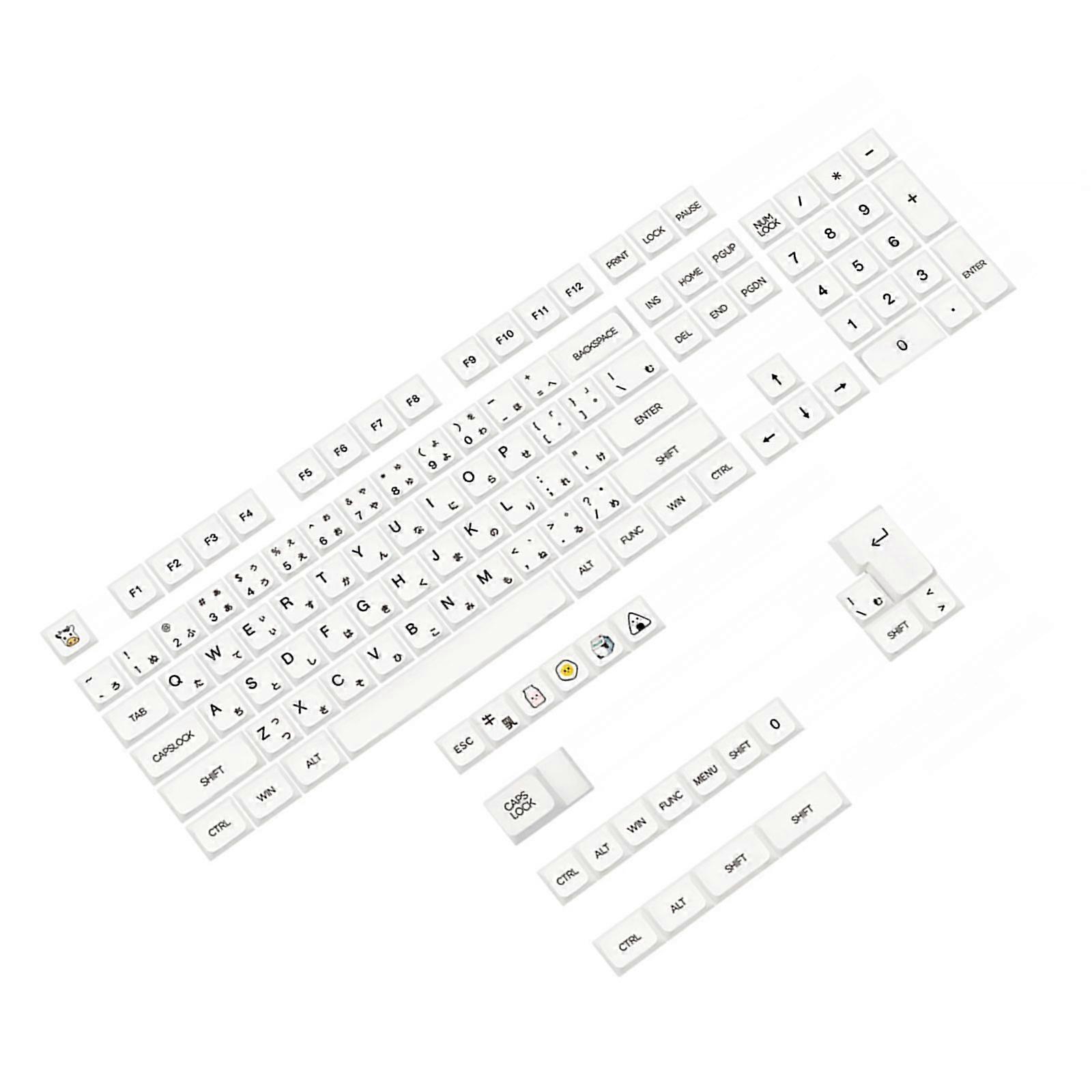 XDA Profile PBT Keycaps Japanese Characters 126PCS Milk White Minimalist Theme for Mechanical Keyboard Customizers Multicolor