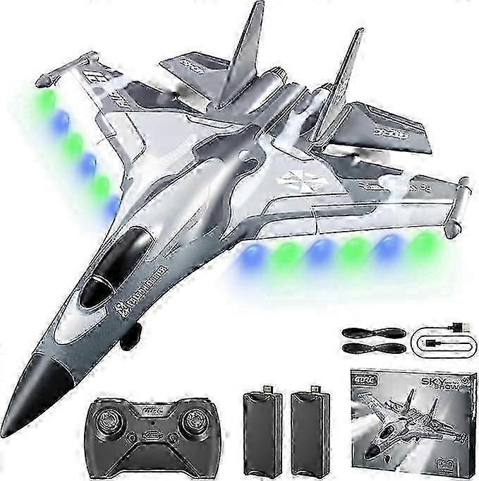 RC Plane 2.4GHz 4 Channel RC Plane Fighter Toy, Easy to Fly Gift for Adults, Beginners and Advanced Kids, 6-Axis Gyroscope and 2 Batteries