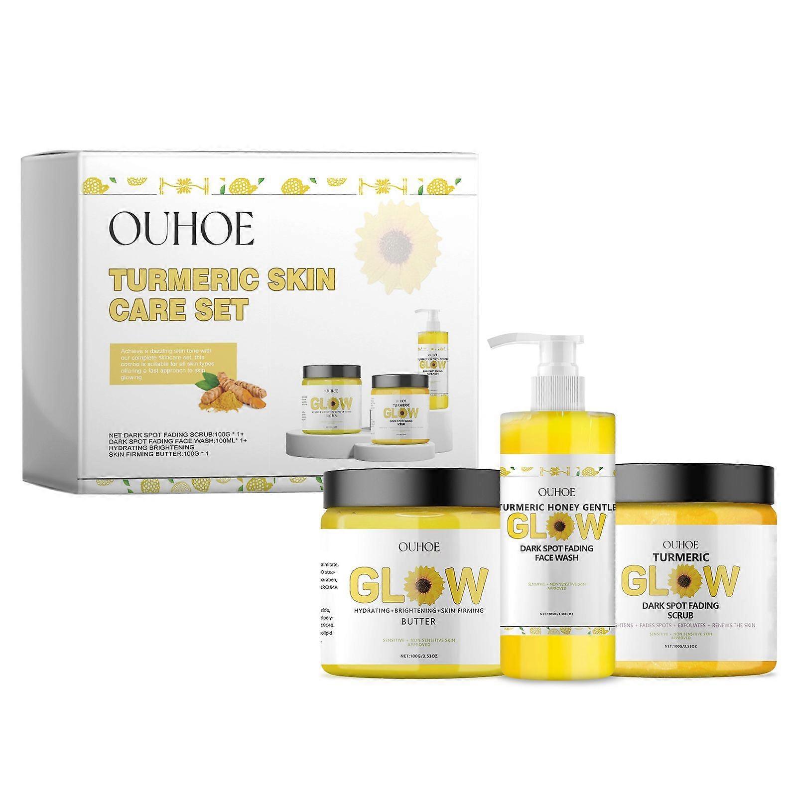 Ouhoe Turmeric Skin Care Set Is A Refreshing, Cleansing, Hydrating, Oil-Controlling, Fine Line-Reducing, Firming And Whitening Care Set