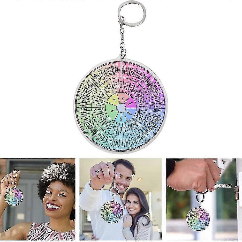Sentiments Roue Double Face Porte-clés Emotion Roue Pendentif Porte-clés Cadeaux
