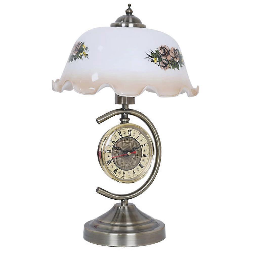 Retro And Nostalgic Style Clock Desk Lamp With Remote Control And Three Color Dimming Bedside Desk Lamp For Bedroom