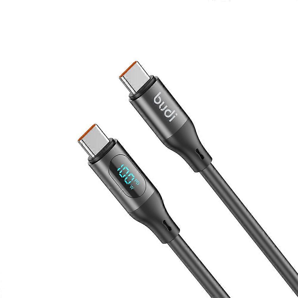 BUDI DC262TT12B 1.2m 100W PD Fast Charging USB C to USB C Cable Digital Display Liquid Silicone Data Wire