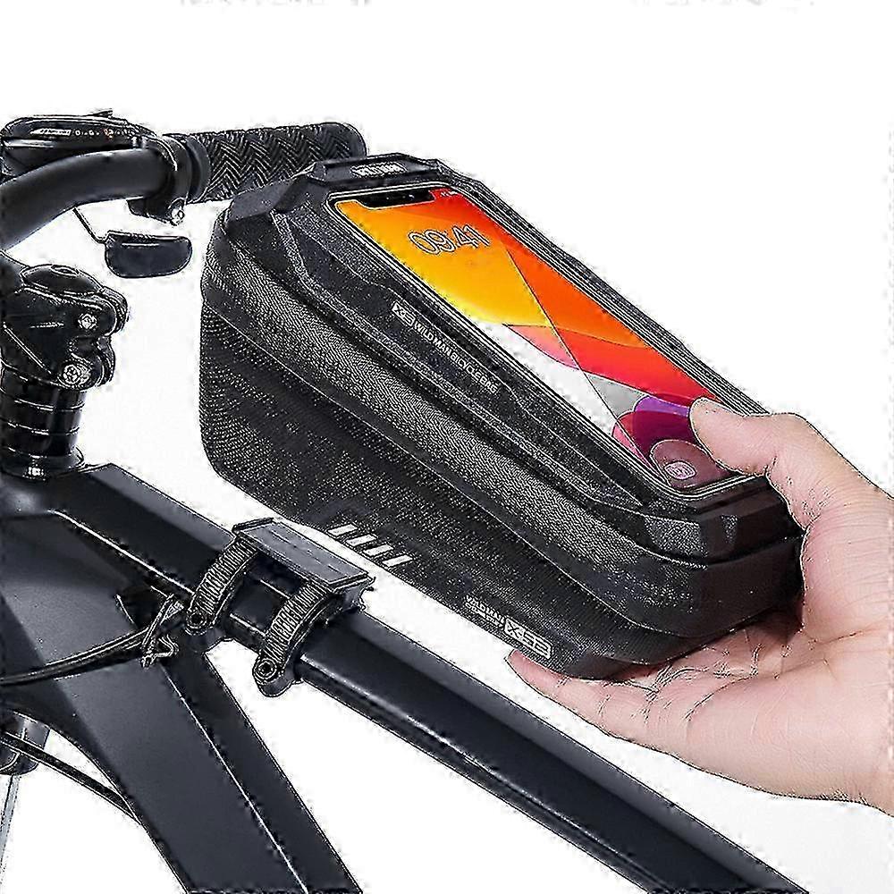 حقيبة إطار دراجة مقاومة للماء وحامل هاتف محمول مع شاشة تعمل باللمس TPU وغطاء مقاوم للمطر