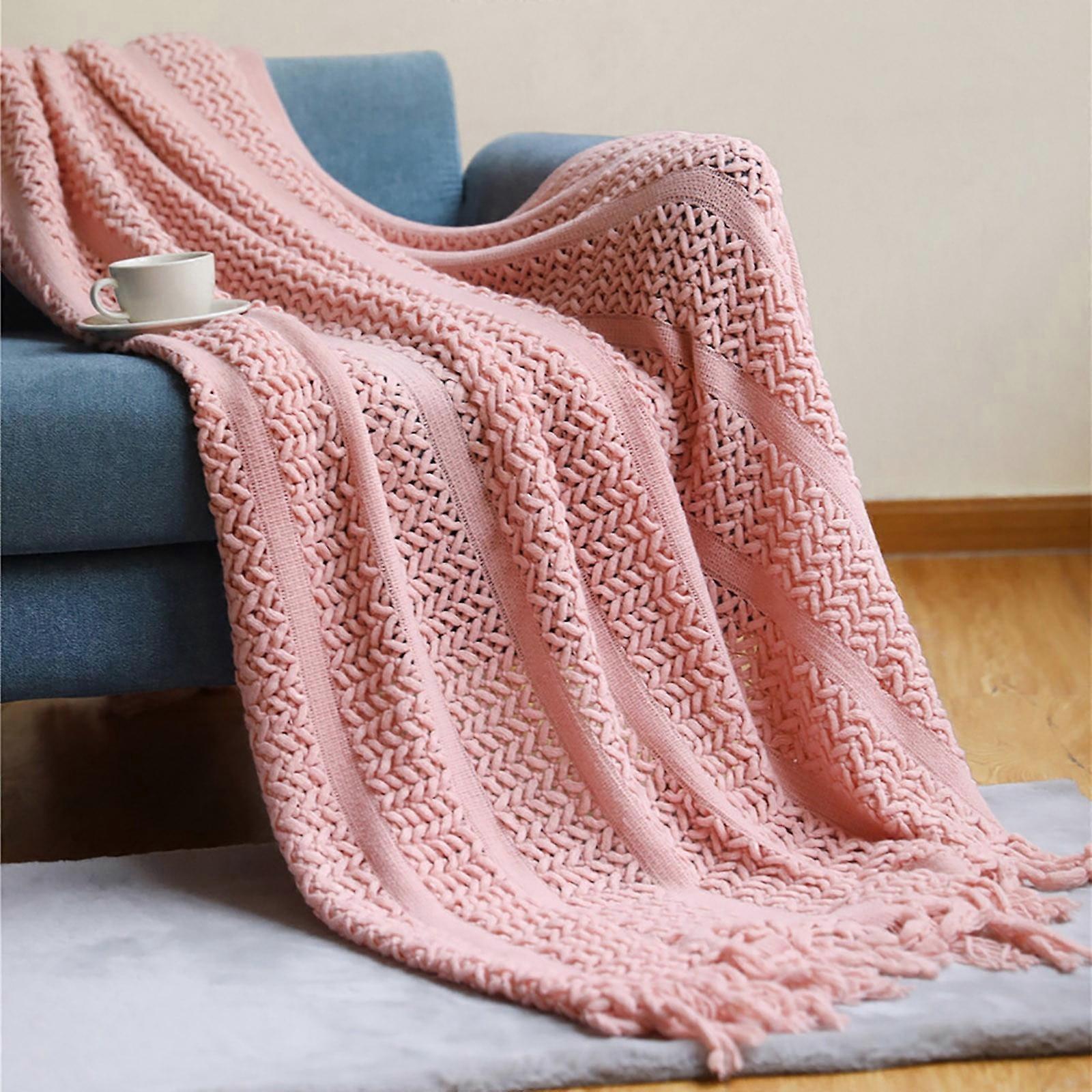 WJSXC Sofa Cover Blanket, Solid Color, Summer office AIRconditioning Nap Blanket, Knitted Small Blanket D