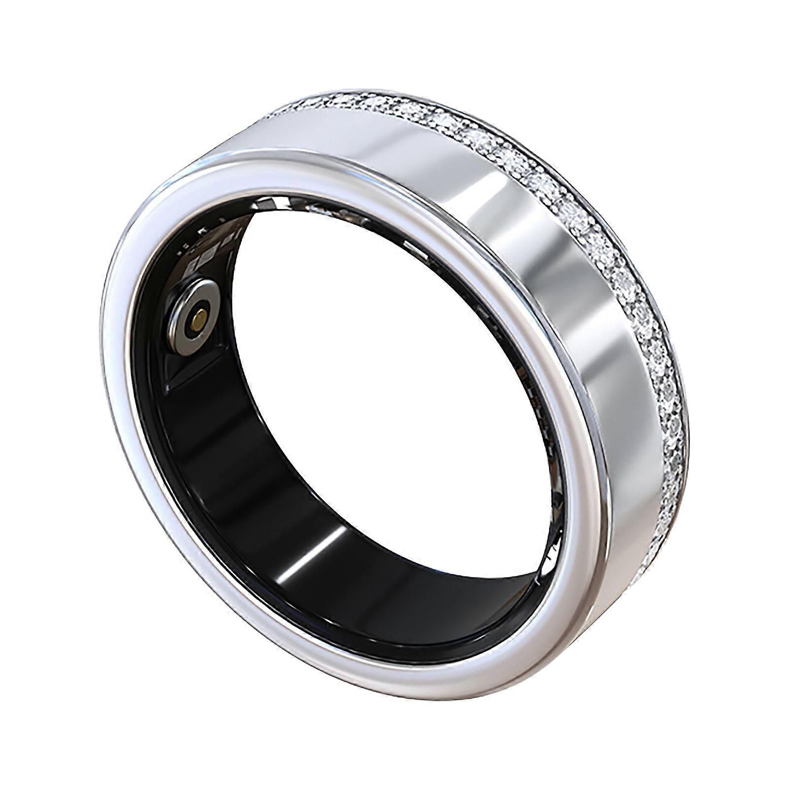 Elegant Silver Rings with Health Tracking Feature Sleep Monitoring Intelligent Pedometer Calorie Counter  Silver
