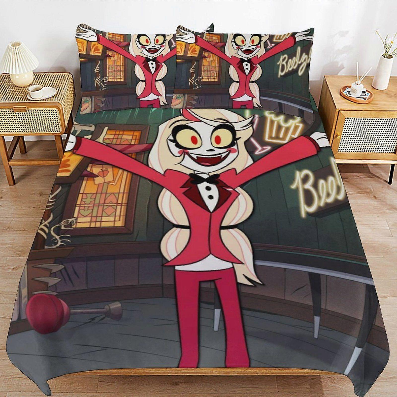 y565 Hazbin Hotel Secure Zipper Access Soft Layer Bedding Fabric High Comfort Duvet Cover Sets All Seasons Use b565