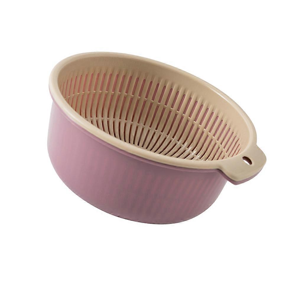 1Pc Multifunctional Double-layer Draining Basket Fruit Vegetable Clean Filter Storage Basket Wash Colanders Food Container (Nordic Purple Size L)
